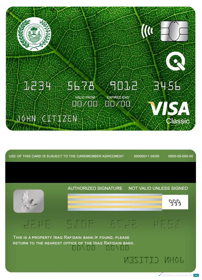 Download Iraq Rafidain bank visa classic card Photoshop template